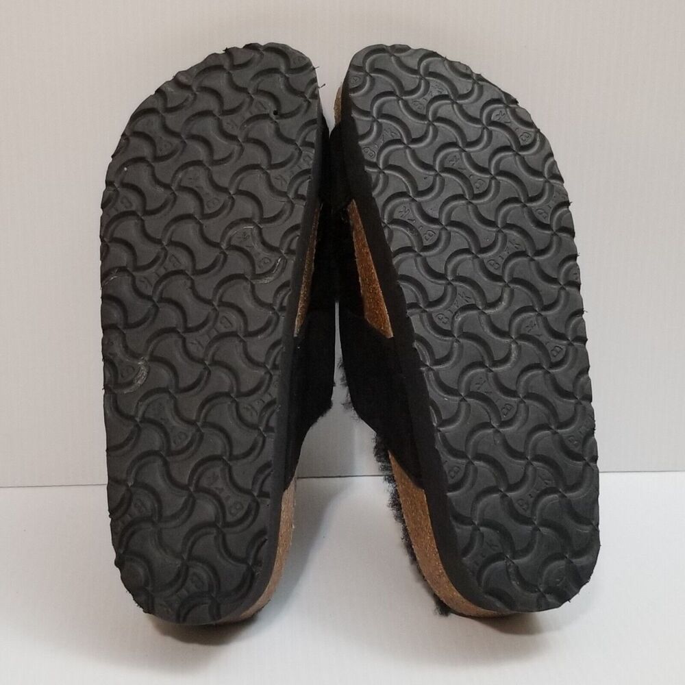 Papillio by Birkenstock Daytona Shearling Sandal Black Fuzzy Slide Sz EU 39 US 8 - Picture 10 of 13
